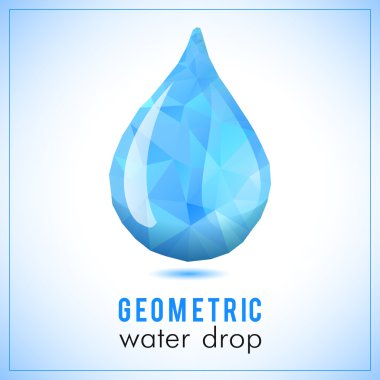 Beautiful dark blue triangle geometrical water drop - vector polygonal symbol clipart