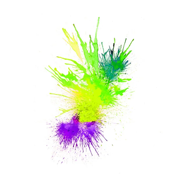 抽象的水彩背景-绿色，紫色飞溅，滴在纸或画布、 矢量图 — 图库矢量图片