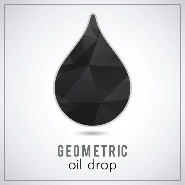 Beautiful black triangle geometrical oil drop logo - vector polygonal symbol — Stock Vector