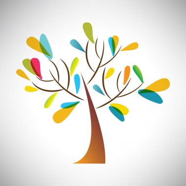 Vector illustration of abstract tree with colorful leaf