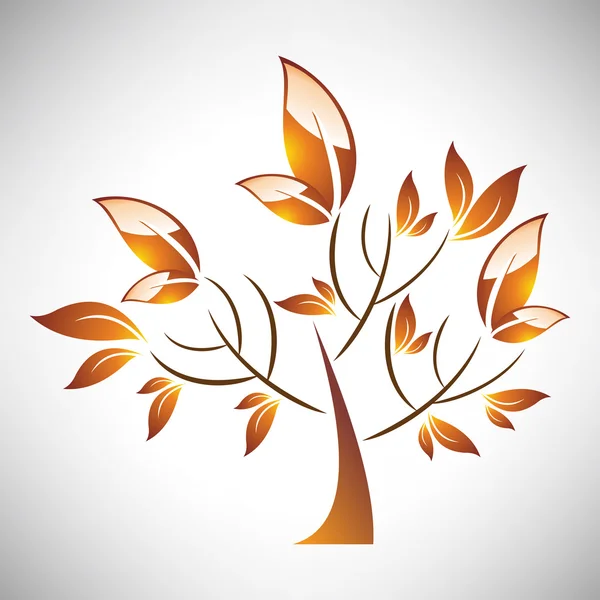 Vector illustration of abstract stylized autumn tree with leaf — Stock vektor