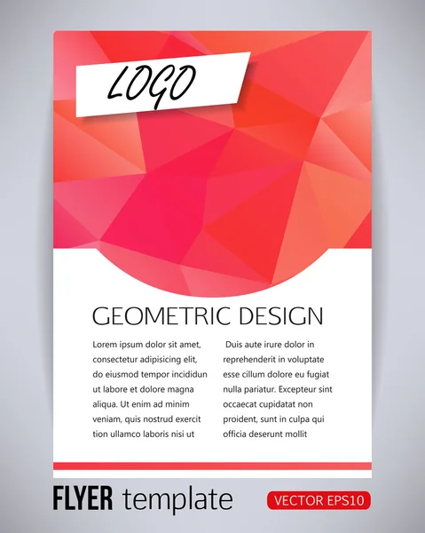 Abstract red and pink rectangle plus circle geometric design brochure and flyer template, vector illustration — Stockvector