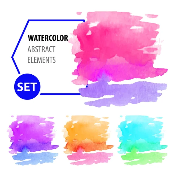 Pintura moderna pincel de acuarela graso gradiente de color gran conjunto de elementos de diseño sobre lienzo o papel — Archivo Imágenes Vectoriales