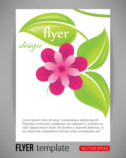 Plantilla de folleto floral de primavera de ilustración vectorial con flores y hojas — Vector de stock