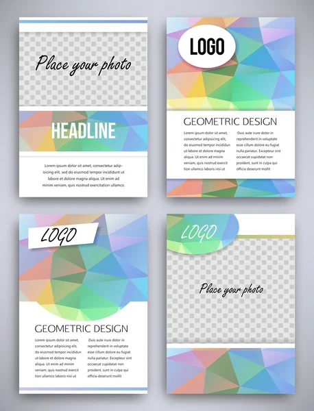 Abstracte grote reeks van multicolor of kleurrijke driehoekige geometrisch ontwerp brochure en flyer sjabloon, vectorillustratie — Stockvector