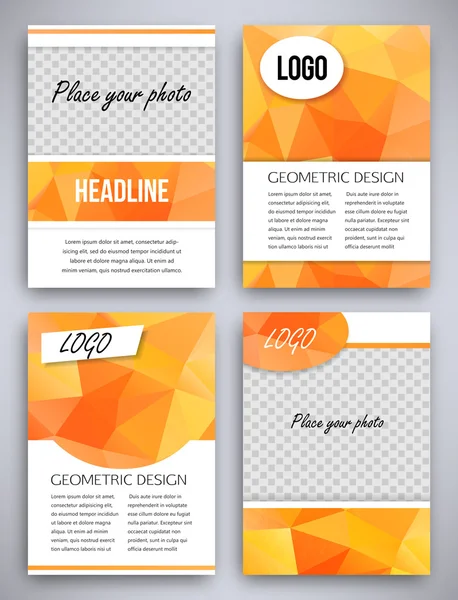 Abstracte grote reeks van Oranje driehoekige geometrisch ontwerp brochure en flyer sjabloon, vectorillustratie — Stockvector