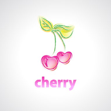 Kiraz elle renkli tebeşir tarzı ile çizilmiş vektör simgesi