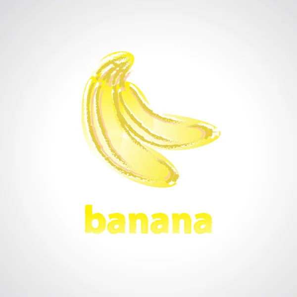 Icono vectorial de plátano dibujado a mano con tiza colorida — Vector de stock