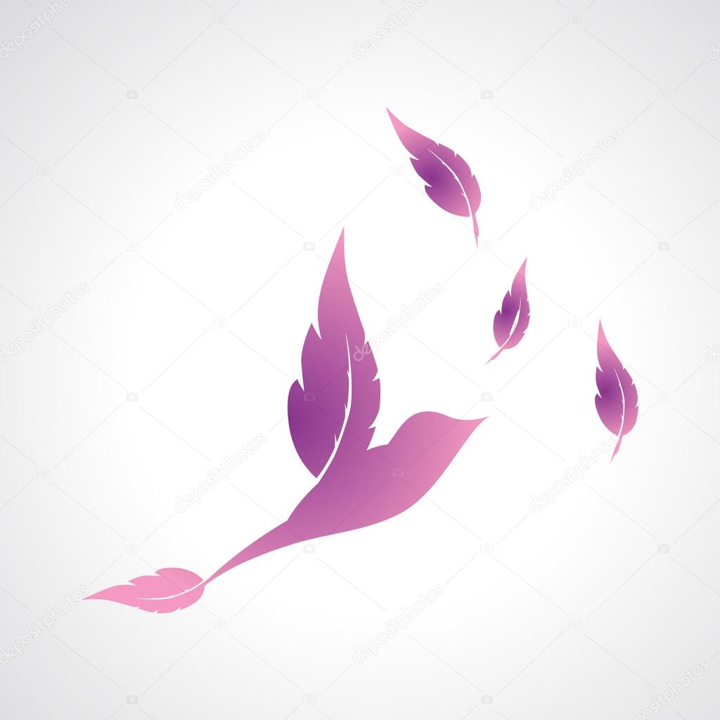 Abstract soft color bird silhouette with feathers vector logo design template