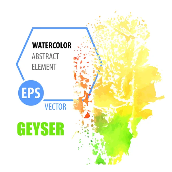 Våta akvarell vektor färg rainbow färg gejser eller vatten utsläpp designelement — Stock vektor