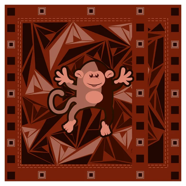 Chinesische Neujahrskarte mit Affe auf dreieckigem abstrakten Hintergrund Vektor-Illustration — Stockvektor
