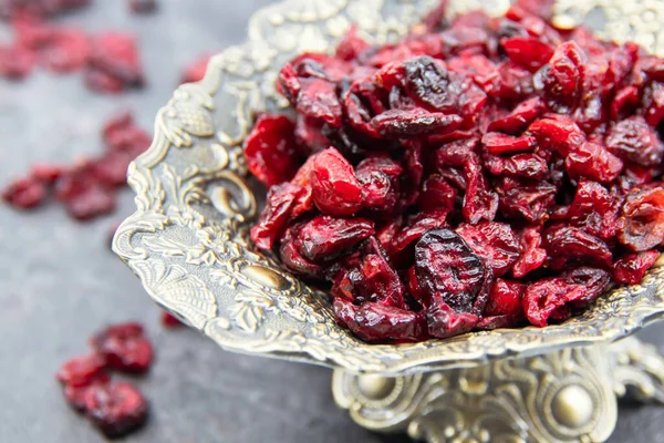 Delicious Healthy Dried Cranberries Ceramic Bowls Healthy Food Concept Top — Stock Photo, Image