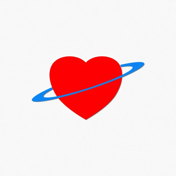Coeur Avec Symbole Vectoriel Circulaire Comme Planète — Image vectorielle