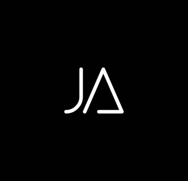 JA harfi alfabe logo tasarım vektörü. J harfinin baş harfleri ve A logosu tasarımı kısaltılmış bir isim logosu için uygundur.
