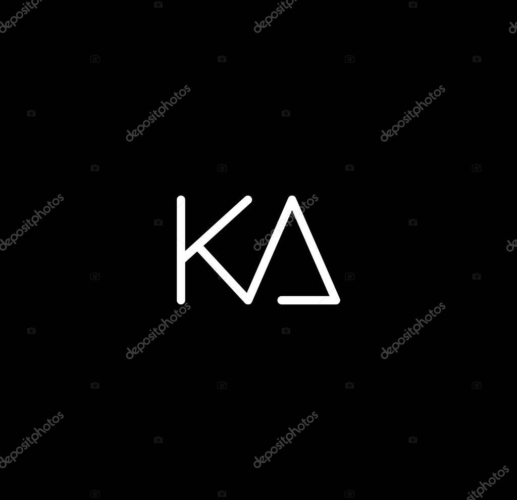 Letter KA alphabet logo design vector. The initials of the letter K and A logo design in a minimal style are suitable for an abbreviated name logo.