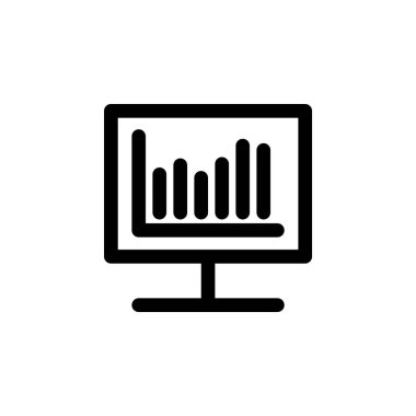 Veri analiz monitörü simgesi. Pazarlama ikonu. Vektör