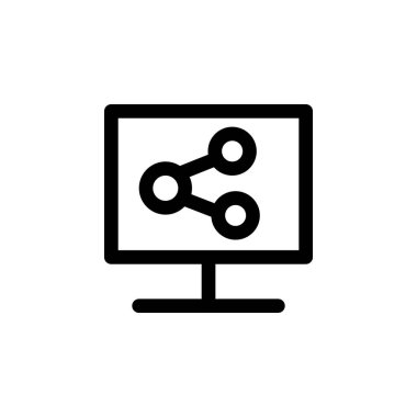 Monitör simgesini paylaş. Pazarlama ikonu. Vektör