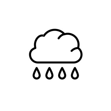 Yağmurlu hava ikonu. Hava ve mevsimler simgeleri, taslak tarzı. Vektör