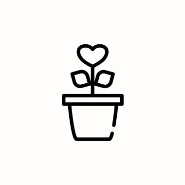 Kalp bitkisi ikonunu seviyorum. Aşk ve sevgi simgesi. Taslak biçimi simgesi. Vektör