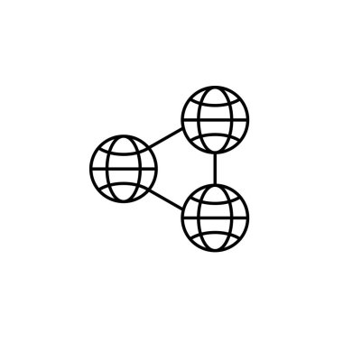 Bağlı dünya simgesi. Yapay zeka ikonu tasarımı. Vektör