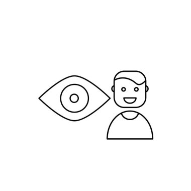 Analiz yöneticisi simgesi. Yönetici karakter ikonu ve göz. Vektör