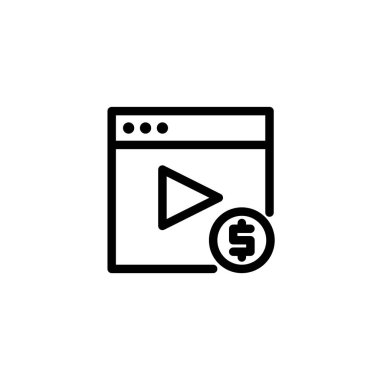 Video monetizasyon simgesi. Müzik ve video multimedya simgeleri. Vektör