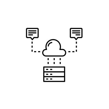 Mesaj sunucusu bulut simgesi. Mesajlaşma, sohbet ve iletişim simgeleri. Vektör