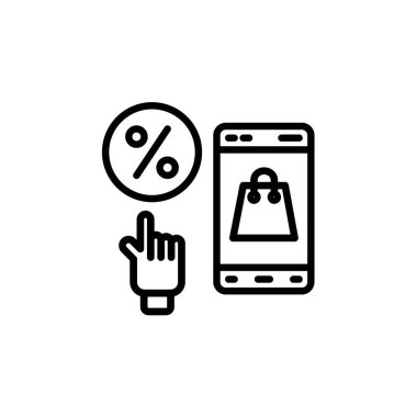 Çevrimiçi satış indirimi. Çevrimiçi pazarlama ve dijital ticaret için simge. Vektör