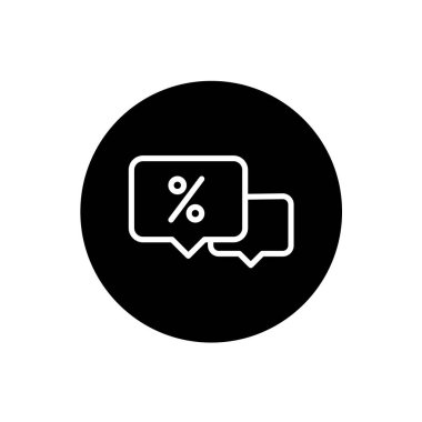 Siyah dairesel tarzda indirim simgesi. İndirim sembolü. Vektör illüstrasyonu