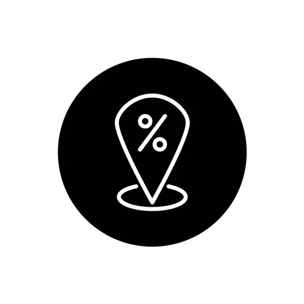 Icono Ubicación Con Descuento Estilo Circular Negro Símbolo Ubicación Descuento — Vector de stock