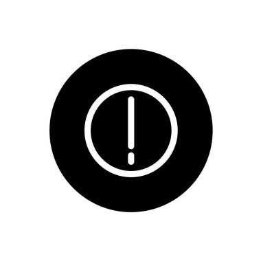 Uyarı simgesi. Siyah yuvarlak şeklinde uyarı işareti. Vektör