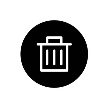 Çöp ikonu. Siyah yuvarlak bir sembol. Vektör