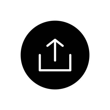 Simgeyi yükle. Simgeyi siyah yuvarlak biçiminde yükle. Vektör