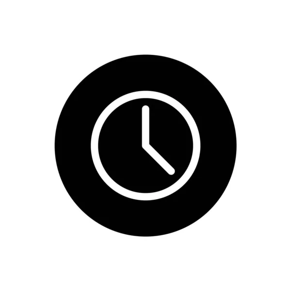 Klocka Ikonen Klocka Tecken Symbol Svart Rund Stil Vektor — Stock vektor