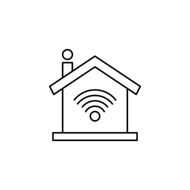Akıllı ev modern ağ teknolojisi resimleme simgesi. Ana hatlı akıllı ev teknolojisi tasviri. Vektör