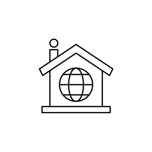 ネットワークイラストのアイコンを持つスマートホーム アウトラインスタイルとスマートホーム技術のイラスト ベクトル — ストックベクタ