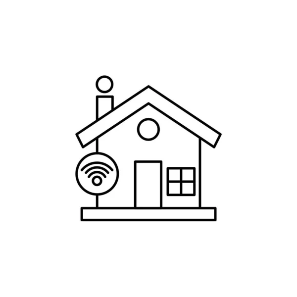 Мережа Значок Ілюстрації Розумного Будинку Ілюстрація Технології Розумного Будинку Контурним — стоковий вектор