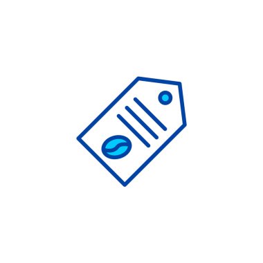 Kahve fiyatı etiketi ikonu. Cafe ve restoran için mavi stil simge.