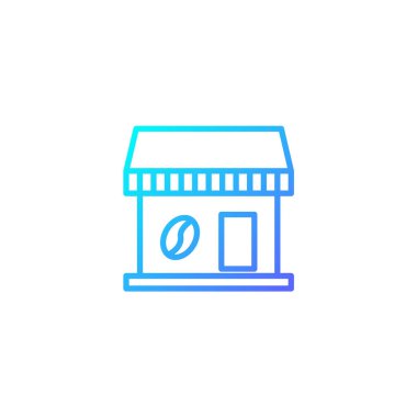 Kahve dükkanı ikonu. Cafe ve restoran için mavi gradyan tarzında simge.