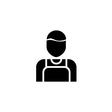 Kahve baristası sembolü. Kafe ve restoran simgesi siyah, katı bir tarzda. Vektör