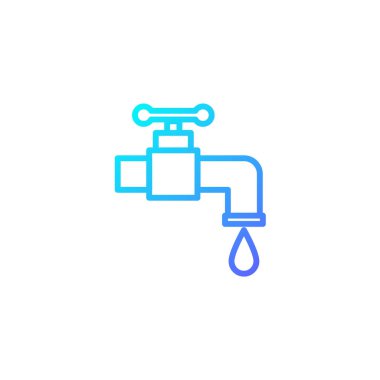 Gradyan mavi renk tarzına sahip su musluğu simgesi