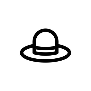 Ana hatlarıyla yuvarlak şapka ikonu. Piksel mükemmel simge. Vektör