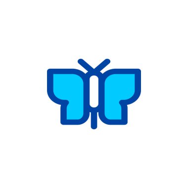 Mavi renkli kelebek ikonu. Piksel mükemmel simge. Vektör