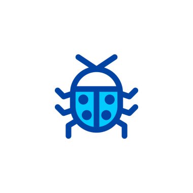 Mavi renkli böcek ikonu. Piksel mükemmel simge. Vektör