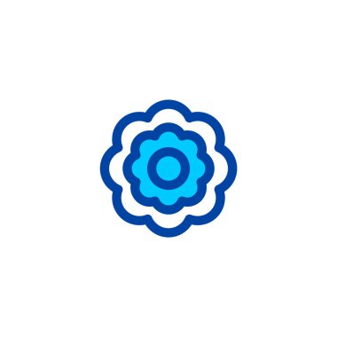 Mavi renkli bir çiçek simgesi. Piksel mükemmel simge. Vektör