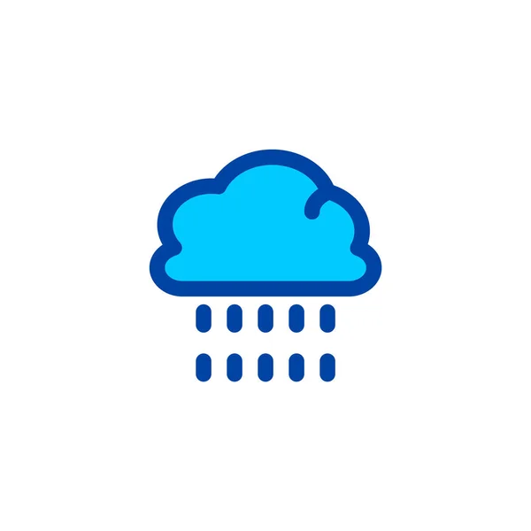 Icono Nube Lluvia Estilo Color Azul Pixel Icono Perfecto Vector — Archivo Imágenes Vectoriales