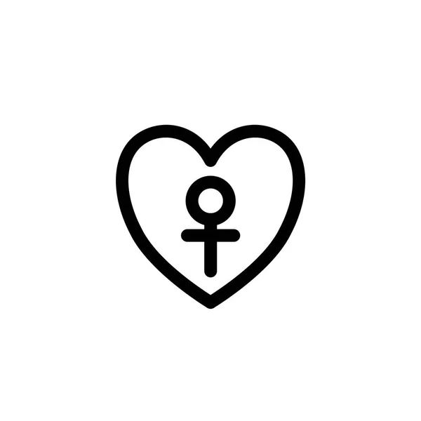 Herz Symbol Mit Weiblichem Venus Symbol Symboldesign Für Die Feierlichkeiten — Stockvektor