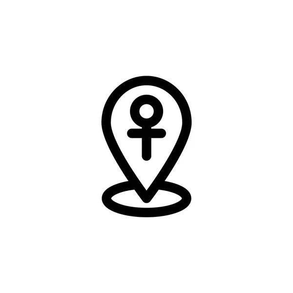 Weibliches Ortssymbol Mit Venus Symbol Als Symbol Des Feminismus Symboldesign — Stockvektor