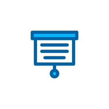 Mavi renk biçiminde sunum ekranı simgesi. Piksel mükemmel olan vektör simgesi