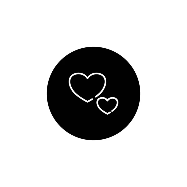 Icône Coeur Style Rond Noir Icône Amour Affection — Image vectorielle